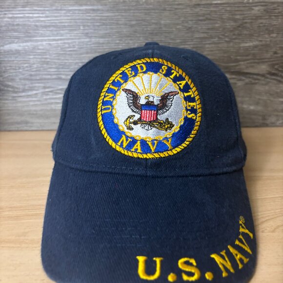 US Navy Hat Cap Strap Back Blue United States Adjustable - Picture 2 of 11